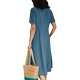 thumbnail image 4 of JustVH Women Plus Size Short Sleeve Buttons Solid Color Kaftan Linen Dress, 4 of 4