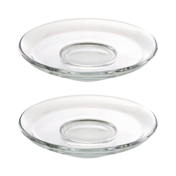 2Pcs Clear Glass Plates, Small Snack Plates Set Heat-resistant Tea Saucers Plates Household Tabletop Dinnerware (3.54 Inches)