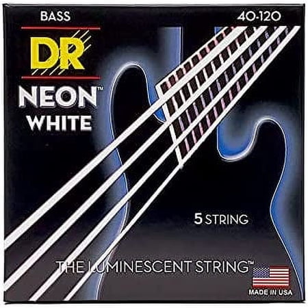 DR Strings HI-DEF NEON WHITE Bass Strings: 5-String Light 40-120 [NWB5-40]
