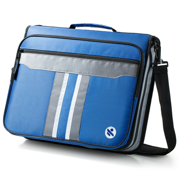 Kinbashi 2-Inch 3 Rings Zipper Binder, Holds 15-Inch Laptop, Handle and Shoulder Strap Included, Blue