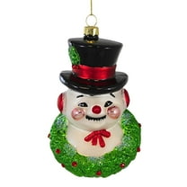 Cody Foster Jolly Snowman - One Ornament 4.5 Inch, Glass - Wreath Coal Go9113
