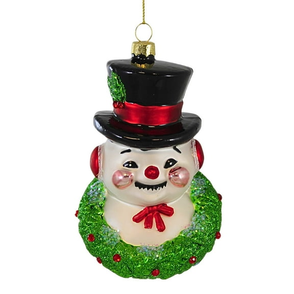 Cody Foster Jolly Snowman - One Ornament 4.5 Inch, Glass - Wreath Coal Go9113