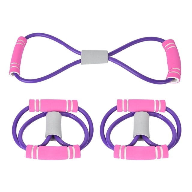 2 uds cuerda de tracción en forma de 8 expansor de pecho cinturón elástico correa de estiramiento equipo de Fitness para Yoga púrpura