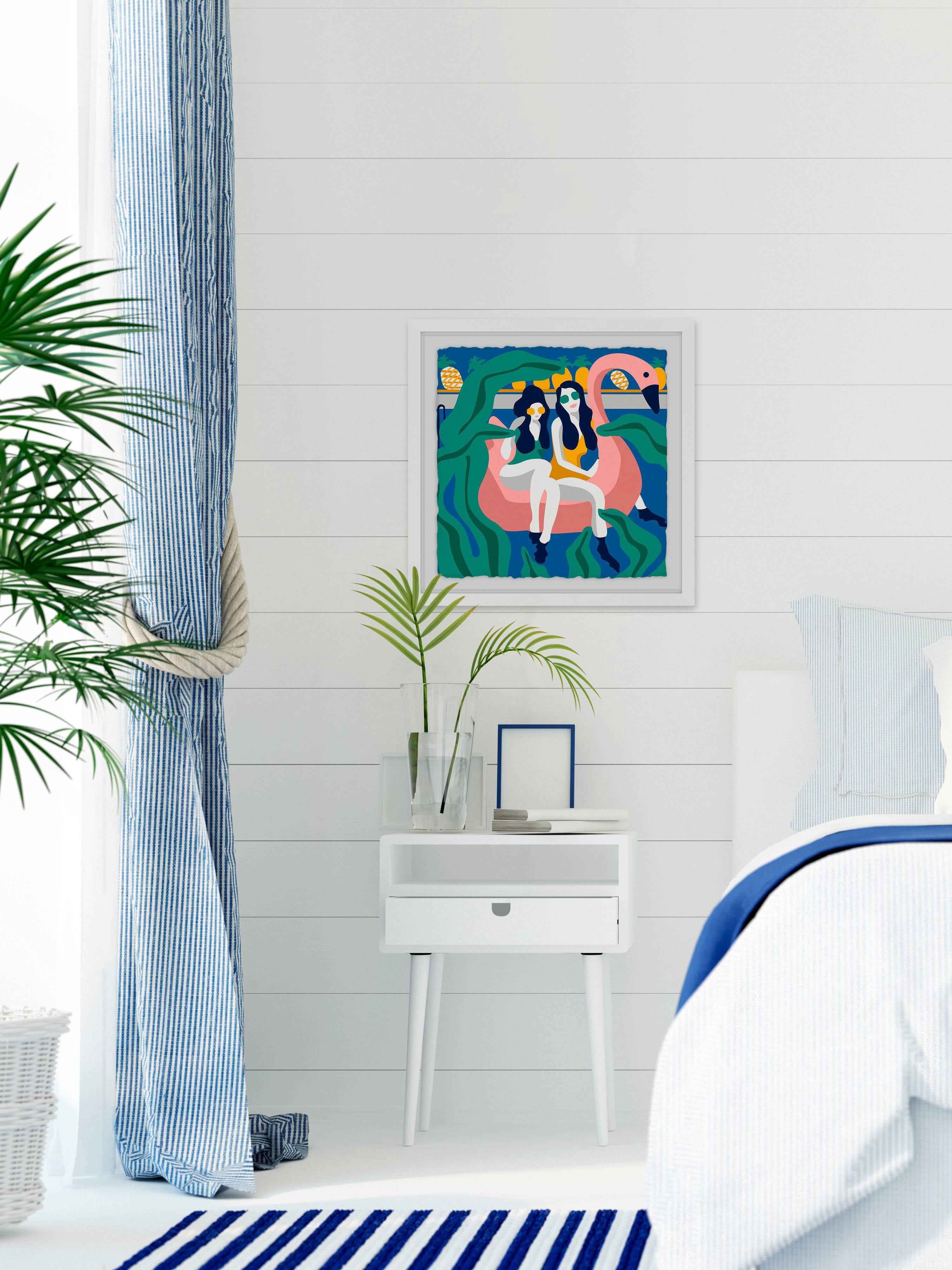 The Floating Flamingo Framed Painting Print