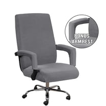 Shukii Waterproof Office Chair Cover Stretch Computer Office High Back Chair Cover with Arm Covers Washable Slipcovers Cover(grey,Large)
