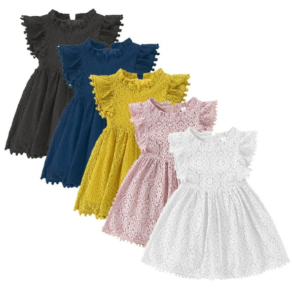 YTDSCS Girls Summer Dress for Kids Baby,Little Girls Princess Dress Tutu Dresses Short Sleeve Party Dress Ruffle Sleeve Dresses Toddler Sundress Fashion Clothes,Size 6M-6Years