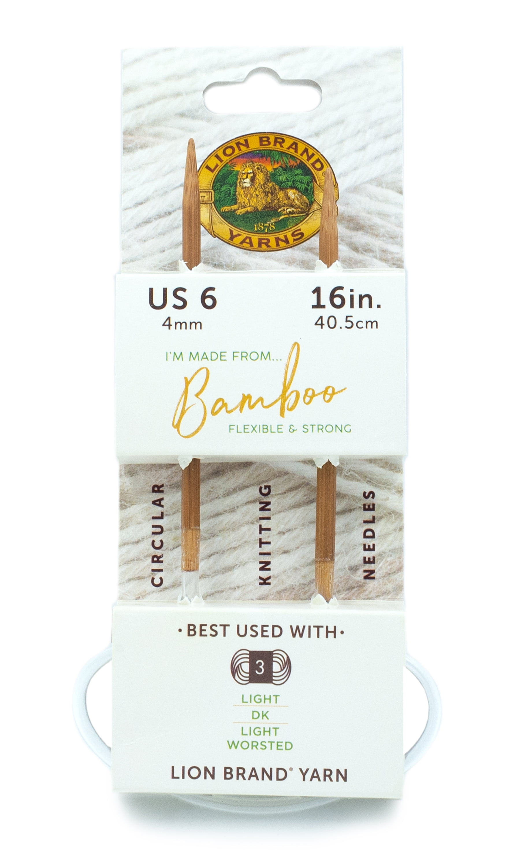 (2 pack) Lion Brand Yarn Bamboo Circular Knitting Needle 16" Size 6 1 Set