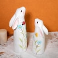 thumbnail image 5 of Hand-Painted Wooden Bunny Figurines – Set of 2 Handcrafted Rabbit Statues, Spring Home Decor, Easter Table Centerpiece Ornaments, 5 of 6