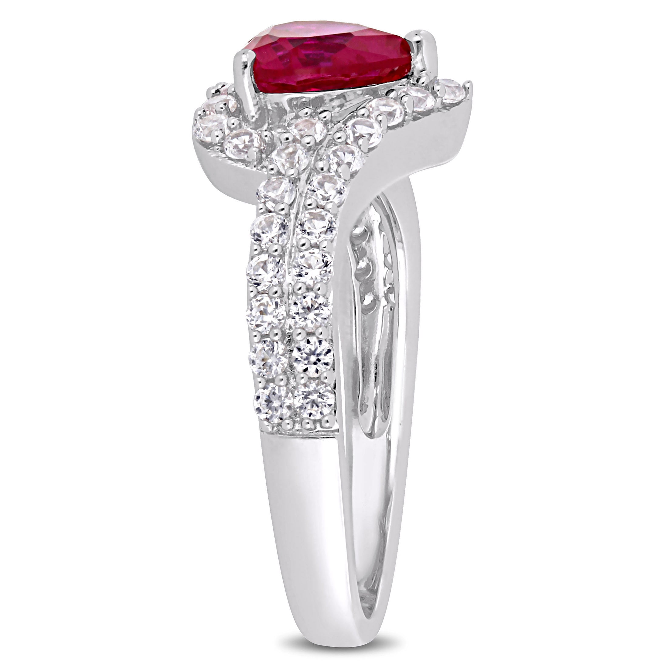 Everly Women's Created Sapphire and Ruby Sterling Silver Engagement Ring