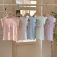 thumbnail image 3 of Girls Tshirts Summer Tops Short Sleeves Solid Color Graphic Tees Casual Crew Neck Basic Tees for Kids White 7-8 Years, 3 of 5