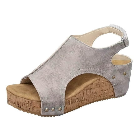 

kamemir Sneakers for Women Womens Wedge Sandals With Strap for Dressy Ladies Sandals Casual Wedge(White 6)