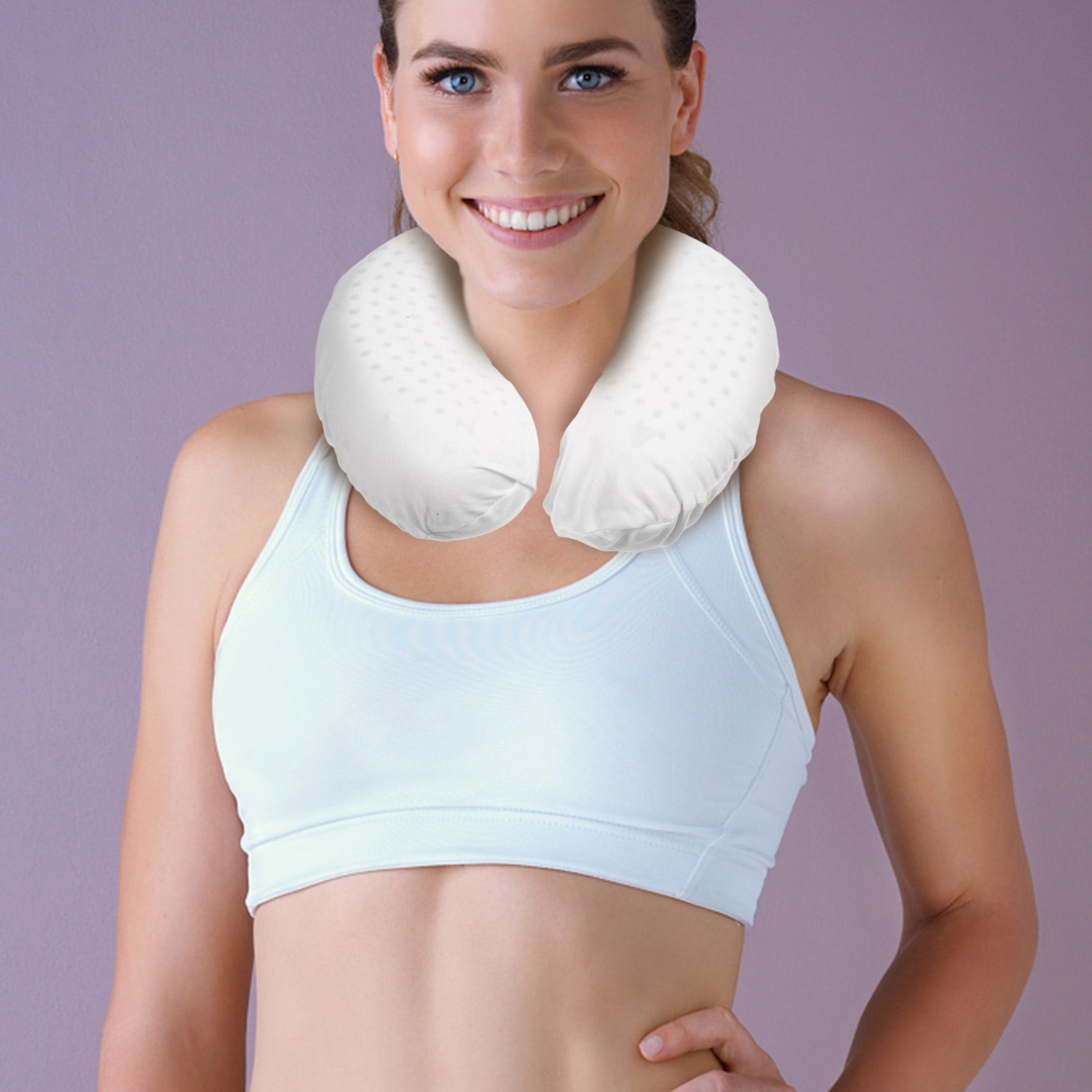 UNOMOR U Shaped Pillow Cervical Spine Neck Pillow White 1Pack 11.4X11.4X3.9In Natural Latex