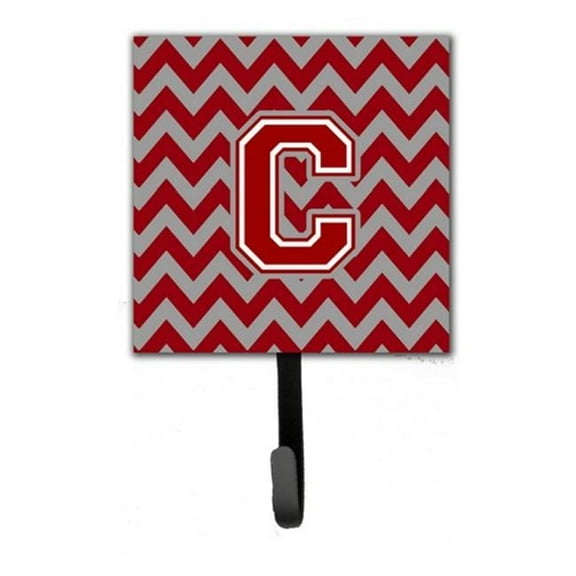 Letter C Chevron Maroon & White Leash or Key Holder, 6 x 1.25 x 4.25 in.