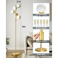 thumbnail image 3 of Dimmable Gold Floor Lamp, 64IN Tall Standing Lamps with 5  Soft Warm White Eye Care 3000K G9 Bulbs, Mid Century Modern Floor Lamp for Living Room Bedroom Office, 3 of 15