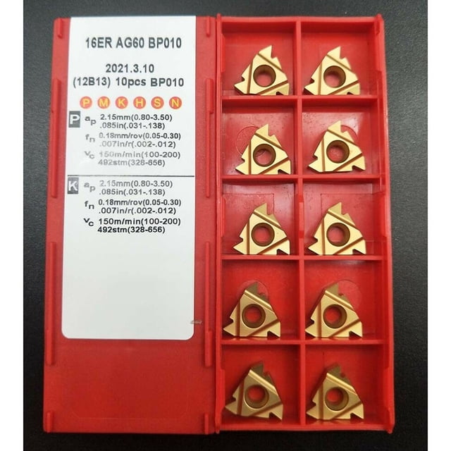 10 Pcs Inserts de Lame en Carbure Filetage Externe 16Er Ag60 pour Outils de Tournage Résistance aux Impacts Accessoires de Menuiserie
