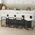 thumbnail image 3 of Modern Bar Stools Set of 2, Upholstered Counter Height 24.8" Bar Stools, Faux Leather Counter Stools Bar Chairs with Back, for Kitchen Island, White, 3 of 9