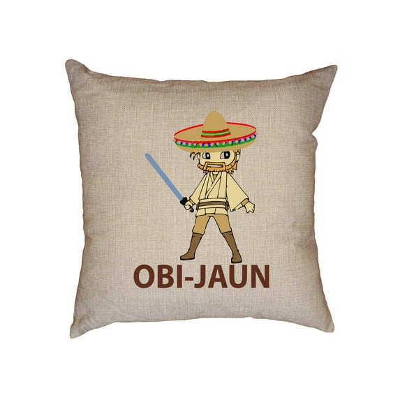 Obi Juan - Spanish Wan Kenobi with Sombrero Decorative Linen Throw Cushion Pillow Case with Insert