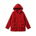 thumbnail image 7 of Enjoytime Fleece Jacket Women Long Sleeve Textured Zip Up Hooded Coat Fall Winter Warm Soft Comfy Casual Mid Length Outerwear, 7 of 7