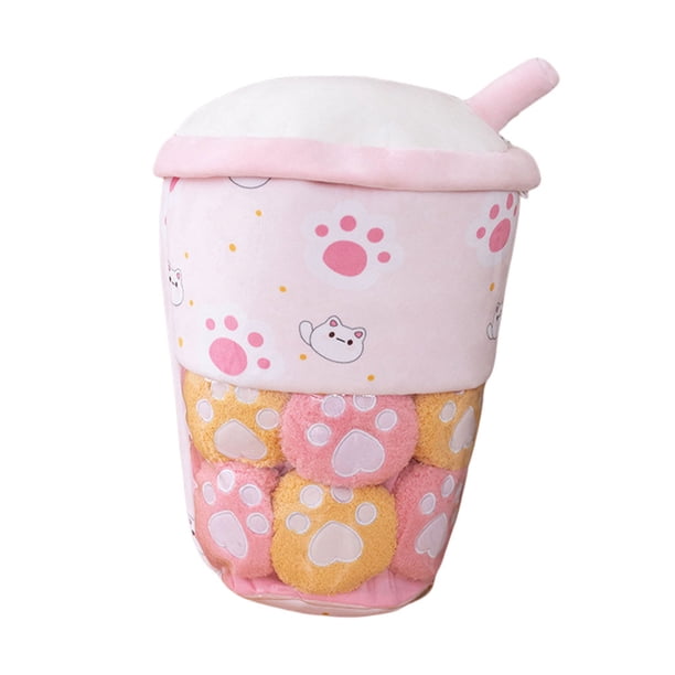 Bearachild Tea-almohada de felpa para abrazar, cojín, taza de peluche suave, muñeca de juguete, cierre de cremallera para regalo de Kits de decoración para fiestas garras de gato 30*40 cm/0.41 kg
