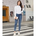 thumbnail image 5 of Tyhengta Women's Turtleneck Sweaters Long Sleeve Pullover Sweaters Mock Neck Knitted T-Shirt Basic Slim Fit Tee Tops White L, 5 of 7
