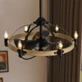 thumbnail image 3 of HOOMEDELIER 27'' Farmhouse Ceiling Fan with Light,Reversible Farmhouse 6-Speed with Remote,3 Blades Vintage Cage Chandelier Fan for Indoor, 3 of 19