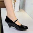thumbnail image 3 of Women's Pumps High Heel Patent Leather Buckle Court Shoes 6CM Round Toe Party Dress Wedding Shoes, 3 of 6