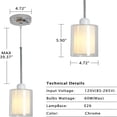 thumbnail image 5 of CHEERFUN Glass Pendant Light, Modern Pendant Lighting for Kitchen Island, Chrome Nickel Adjustable Mini Lamp, 5 of 8