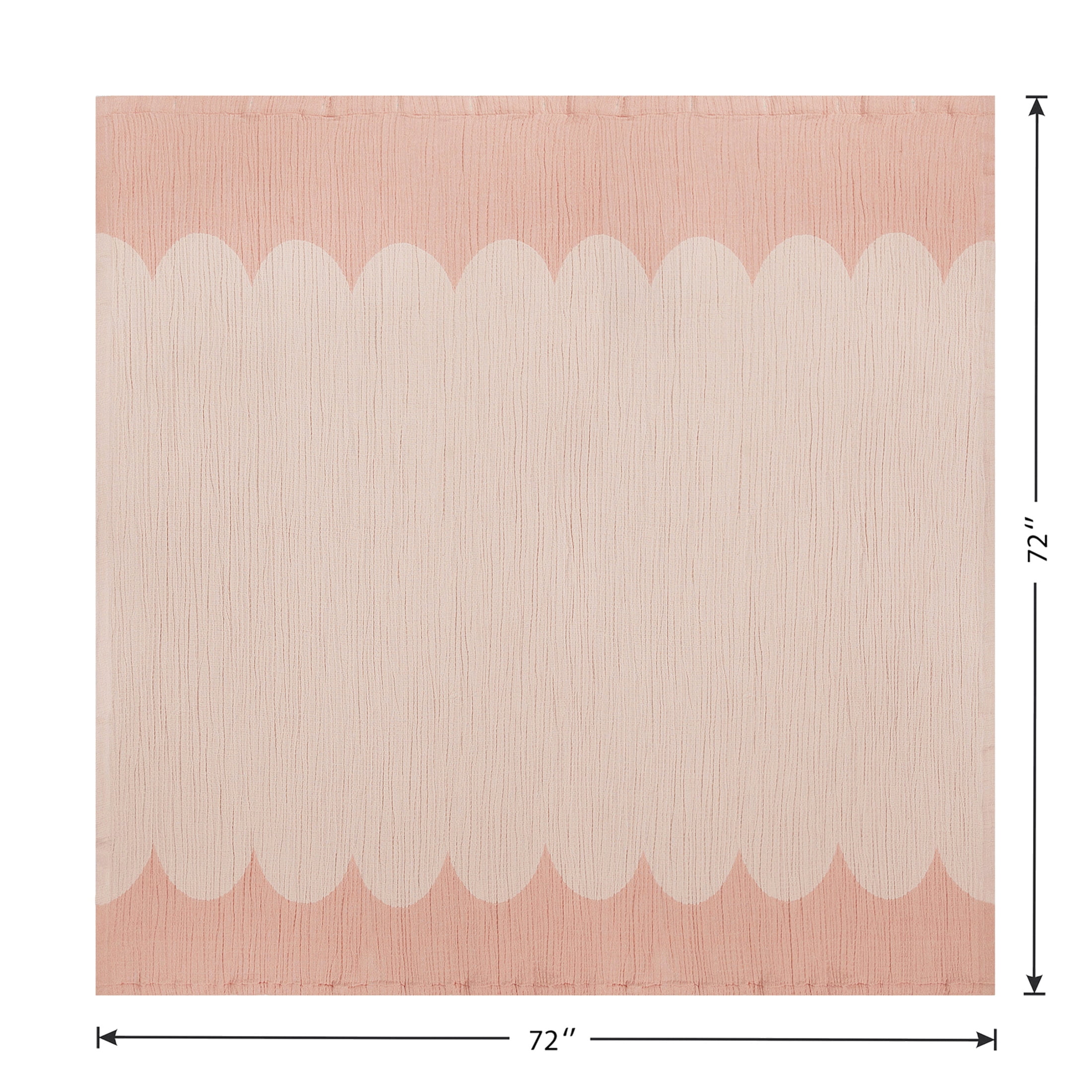 Beautiful by Drew Barrymore Rose Pink Scallop Gauze Shower Curtain, 100% Cotton, 72 in x 72 in