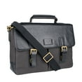 thumbnail image 1 of Hidesign Bedouin Medium Canvas and Leather Messenger Briefcase Black, 1 of 5