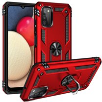 NIFFPD Galaxy A03S Case, Samsung A03S Case Ring Kickstand Hard PC Soft TPU Phone Cover for Samsung Galaxy A03S 5G Red