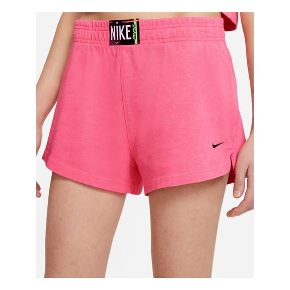 NIKE Womens Pink Pocketed Slitted Loose Fit Logo Graphic Shorts S