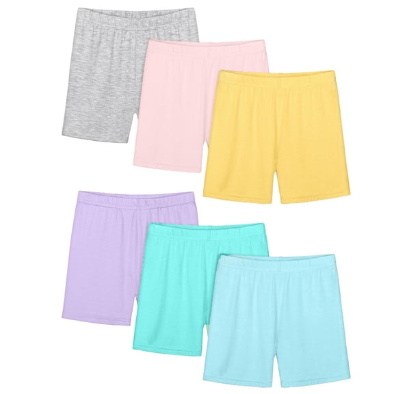6 Pack Shorts For Kids Elastic Waist Slim Leg Leggings Summer Stretchy Casual Comfy Yoga Fitness Pants (13 Years, Hot Pink)
