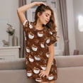 thumbnail image 3 of Kdxio Sloths Need More Coffee Pattern Womens Short Sleeve Sleepshirt Scoopneck Cute Nightdress Ruffle Comfy Nightgown, 3 of 6