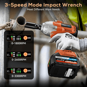 Cordless Impact Wrench, 665Ft-Ibs (900N.m) 1/2 Electric Impact Wrench, 21V Power Impact Drill with 2x 4.0Ah Battery, 6 Sockets, 8 Drill, 6 Screws, Impact Gun Variable Speeds for Car/Truck/Mower