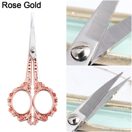 Tijeras para el cuidado de las cejas, Gemice Vintage Acero inoxidable Cuticle Precision Grooming para uñas, vello facial, cejas, pestañas, vello de la nariz, barba, manicura Ormromra XYWJ186-3