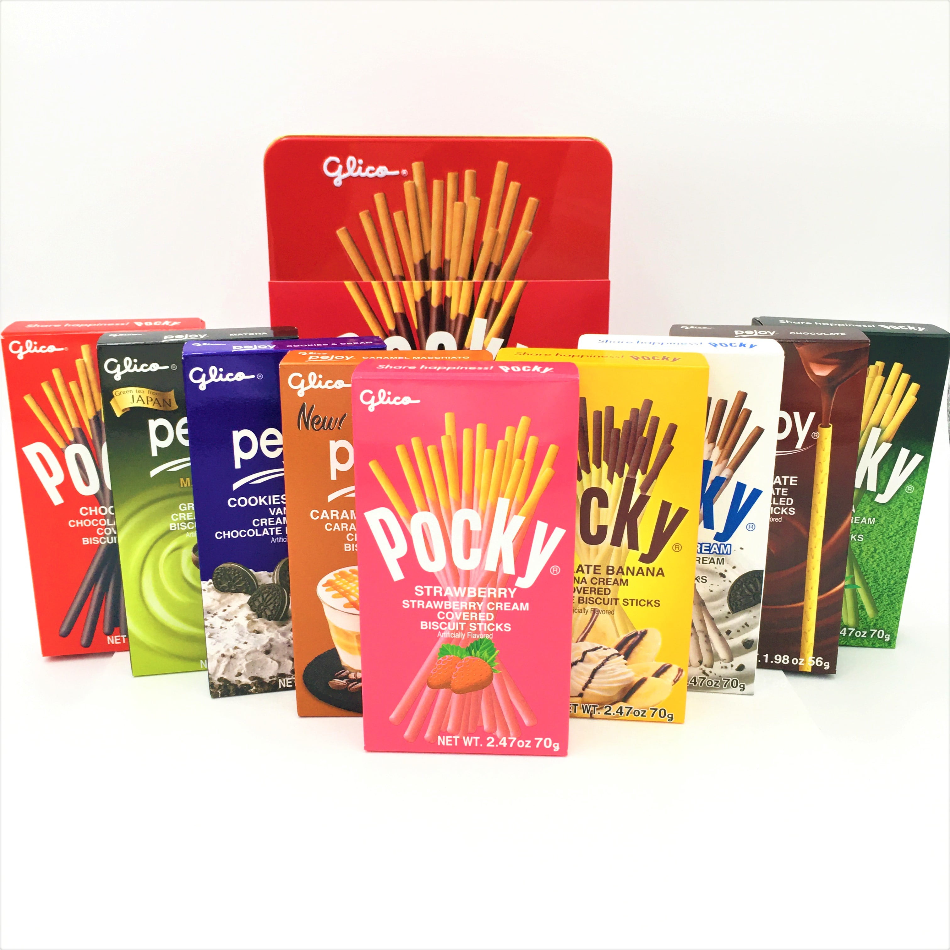 Glico Pocky Biscuit Sticks Tin Box 9 Flavors Set 20.3oz / 574g