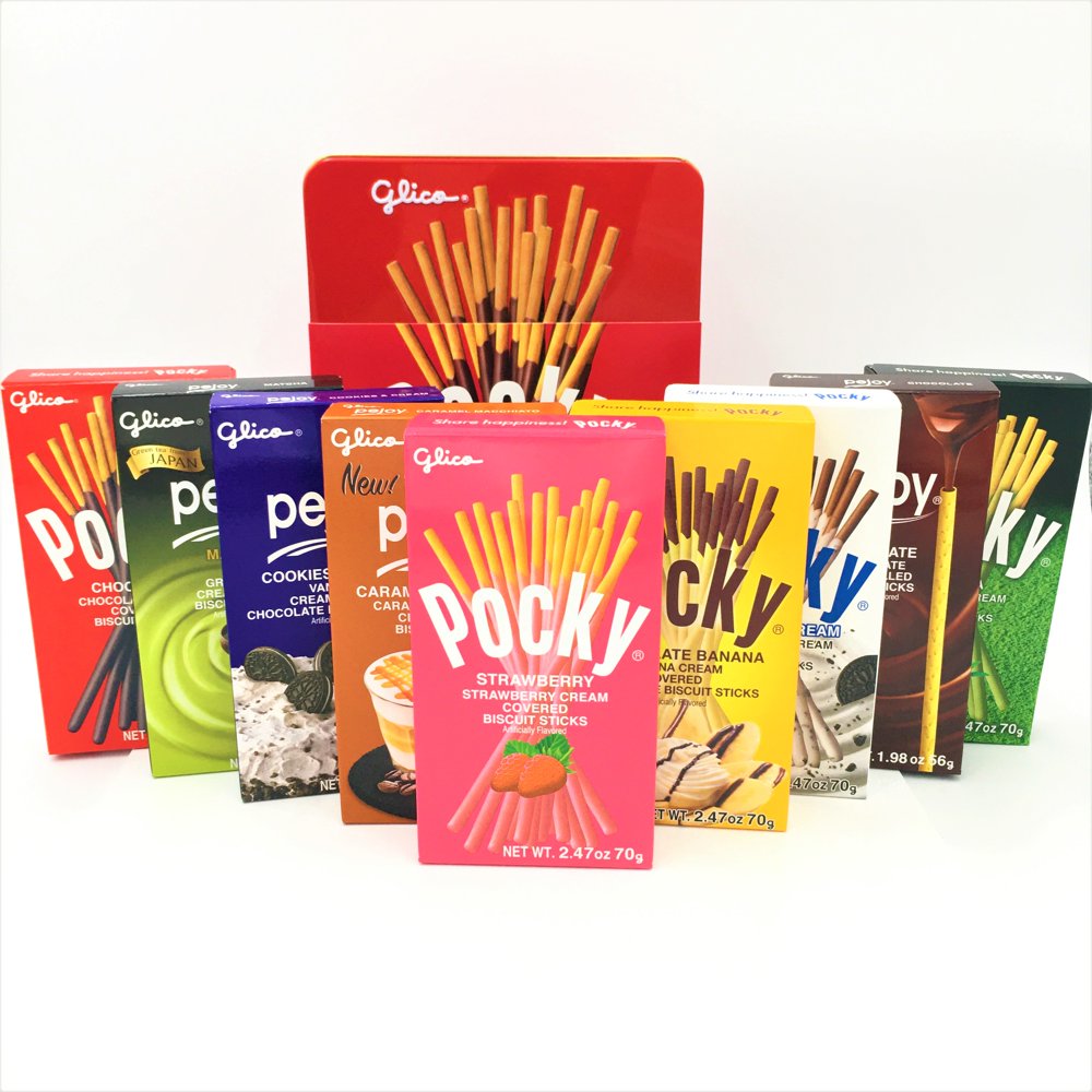 Glico Pocky Biscuit Sticks Tin Box 9 Flavors Set 20.3oz / 574g