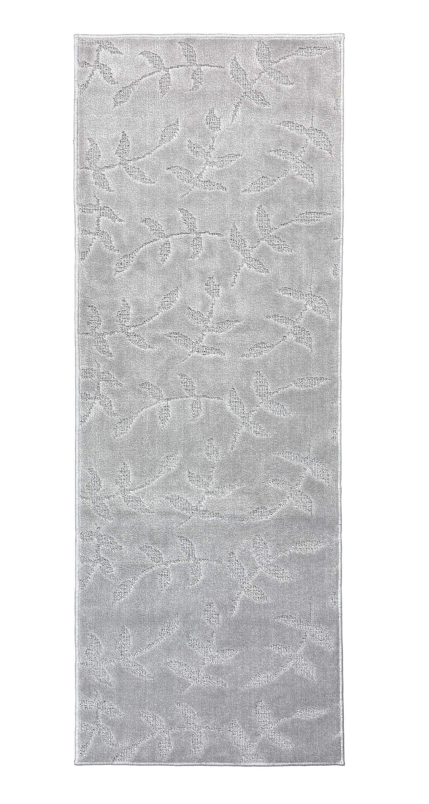 Custom Size Anti-Slip Washable Soft Pile Leaves Silver Carpet Runner Rugs ( 25' x 26")