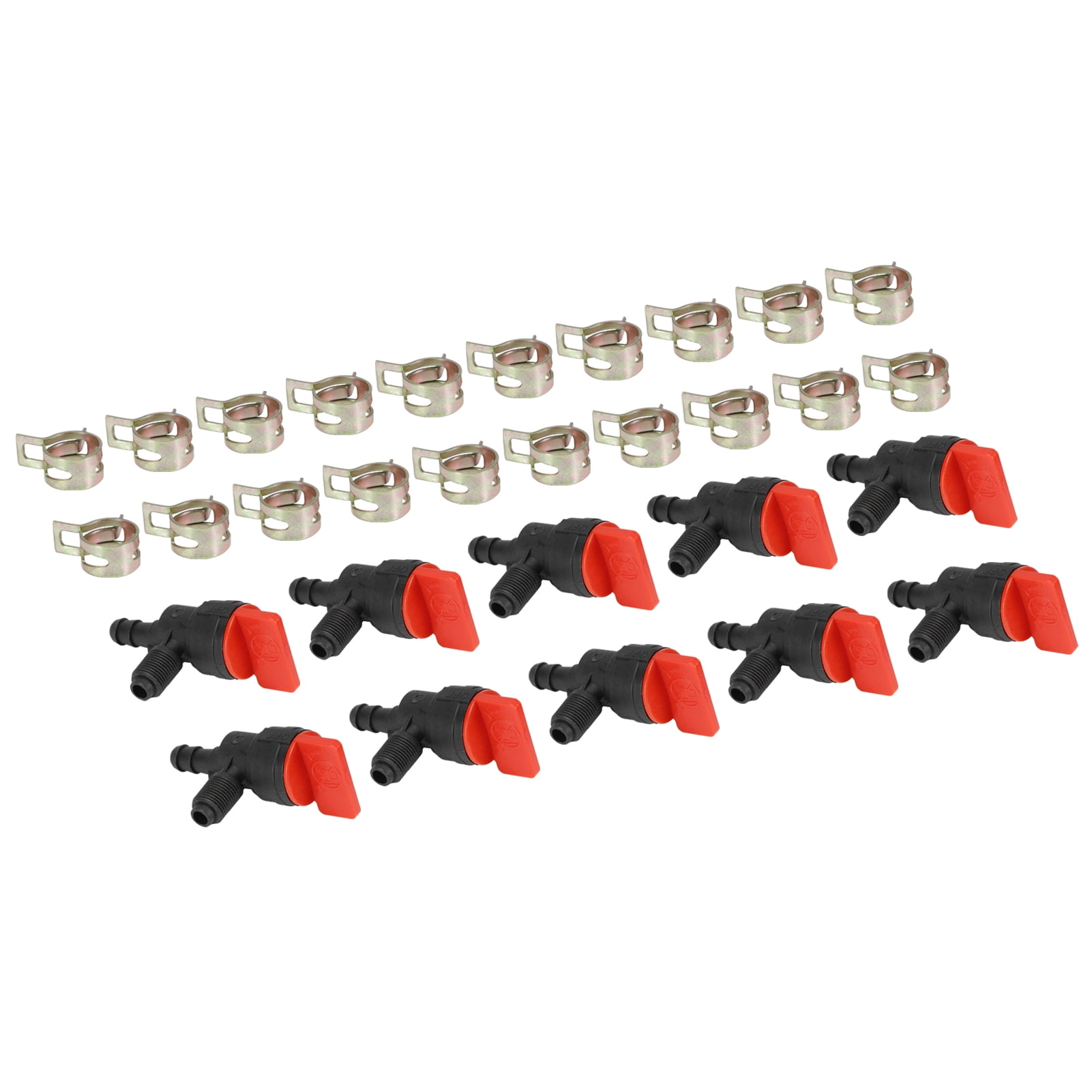 90 Degree Fuel Shut Off Valve Kit - 10 Valves + 20 Clips For 1/4" Tube, Fits 698181 494539 697944 35857