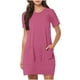 thumbnail image 2 of mfyjkho Vestidos de verano para mujer, Vestido de verano con bolsillos y cuello redondo y manga corta de color liso para mujer Vestidos de fiesta para mujer m, 2 of 7