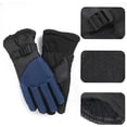 thumbnail image 4 of 1 Pair of Adult One Size Two Tone Insulated Waterproof Windproof Cold Winter Weather Gloves for Snow, Wind, Rain, Hail, Freezing Temperatures and Harsh Climates in Navy Blue and Black, 4 of 6