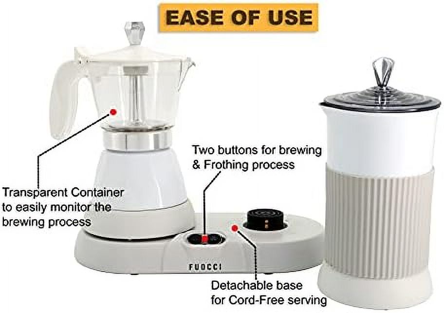 Espresso Maker With Milk Frother; 3 Cups Italian Coffee Maker; Electric Moka Pot And Frother For Cappuccino, Mocha, Latte Macchiato Cuban Coffee Maker Electric Cafeteras Electricas Modernas