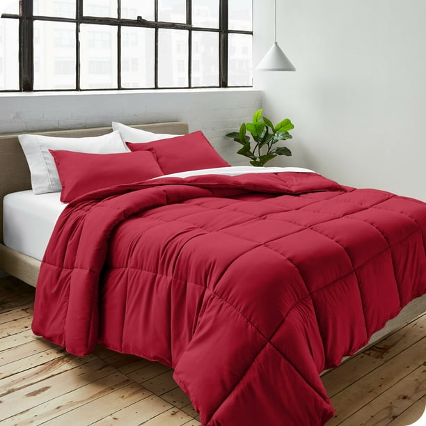 Juego de Edredón Alternativo de Plumón Bare Home 2 Piezas Tamaño Twin/Twin-XL Rojo