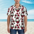 thumbnail image 5 of Uemuo Rose Flowers Printed Regular Fit Short Sleeve Casual Hawaiian Shirt for Men,Aloha shirt,Tropical shirt,Floral print shirt,Vacation Beach shirt-, 5 of 9