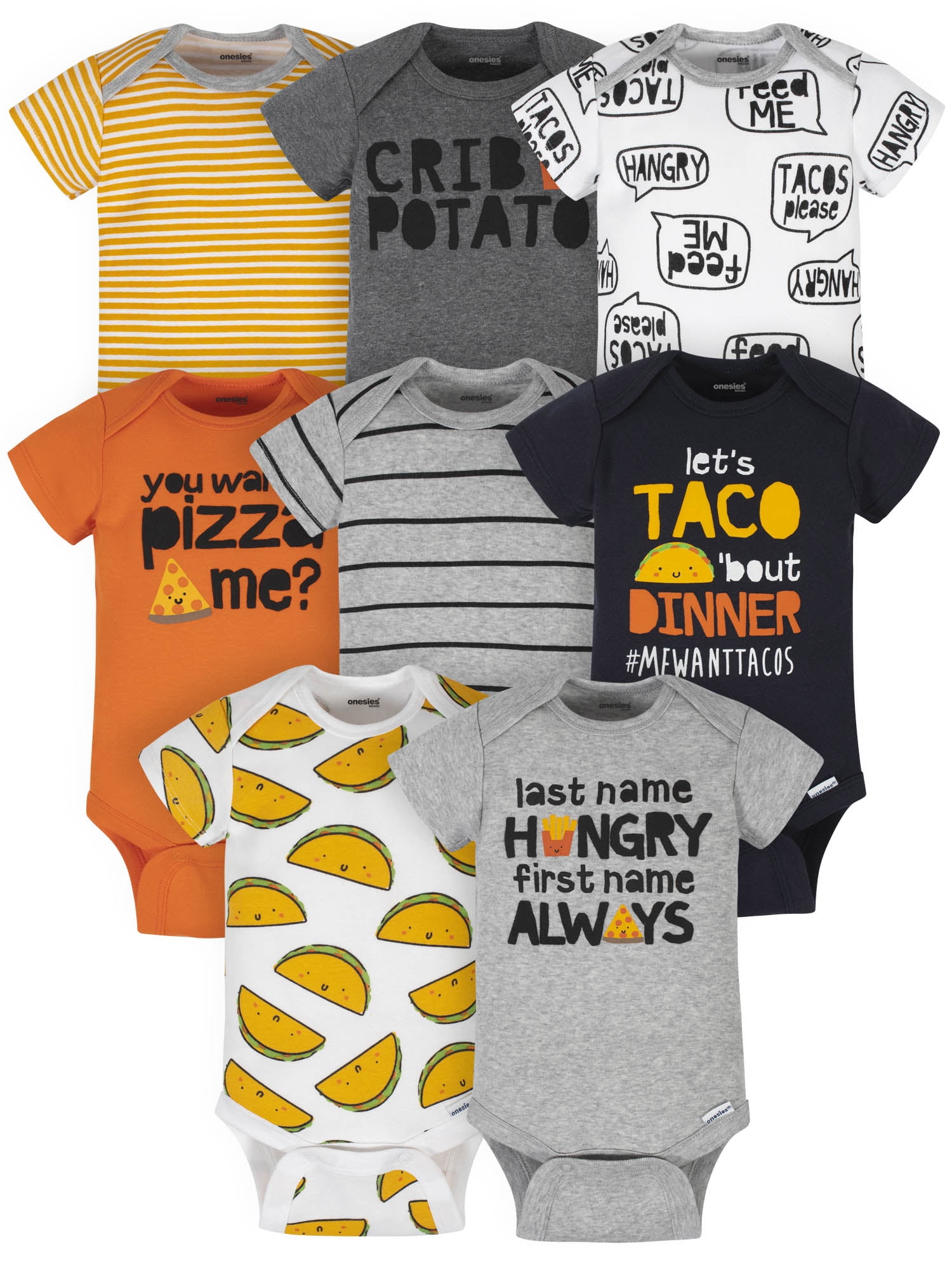 Onesies Brand Baby Boy Short Sleeve Onesies Bodysuits, 8-Pack (Newborn - 12M)