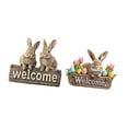 thumbnail image 3 of Juego de 2 decoraciones de puerta de primavera, letrero de bienvenida de Pascua, decoraciones colgantes de Pascua con conejo para uso en exteriores, 3 of 6