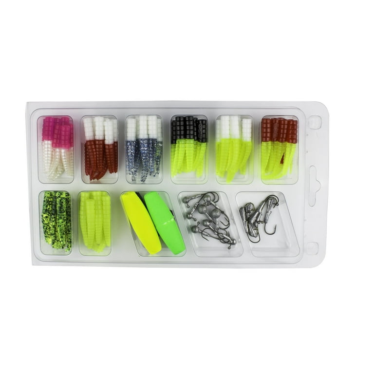 Crappie Magnet 96-Piece Kit - 80 Bodies, 2 E-Z Floats, 6 Crappie Magnet Jig  Heads, 8 Double Cross Jig Heads, Freshwater Fishing Gear and Accessories