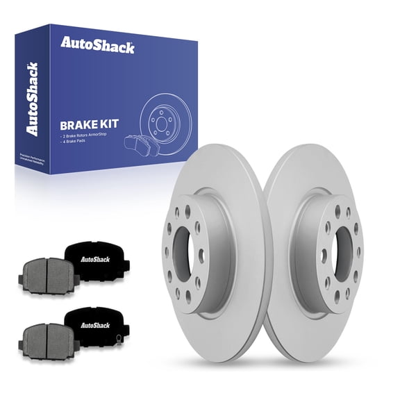 AutoShack 10.94" (278 mm) Rear Solid Brake Rotors Coated   Premium Ceramic Brake Pads | Replacement for 2018-2023 Jeep Compass 2025 Jeep Compass | 6-PC Brake Kit | ArmorStop