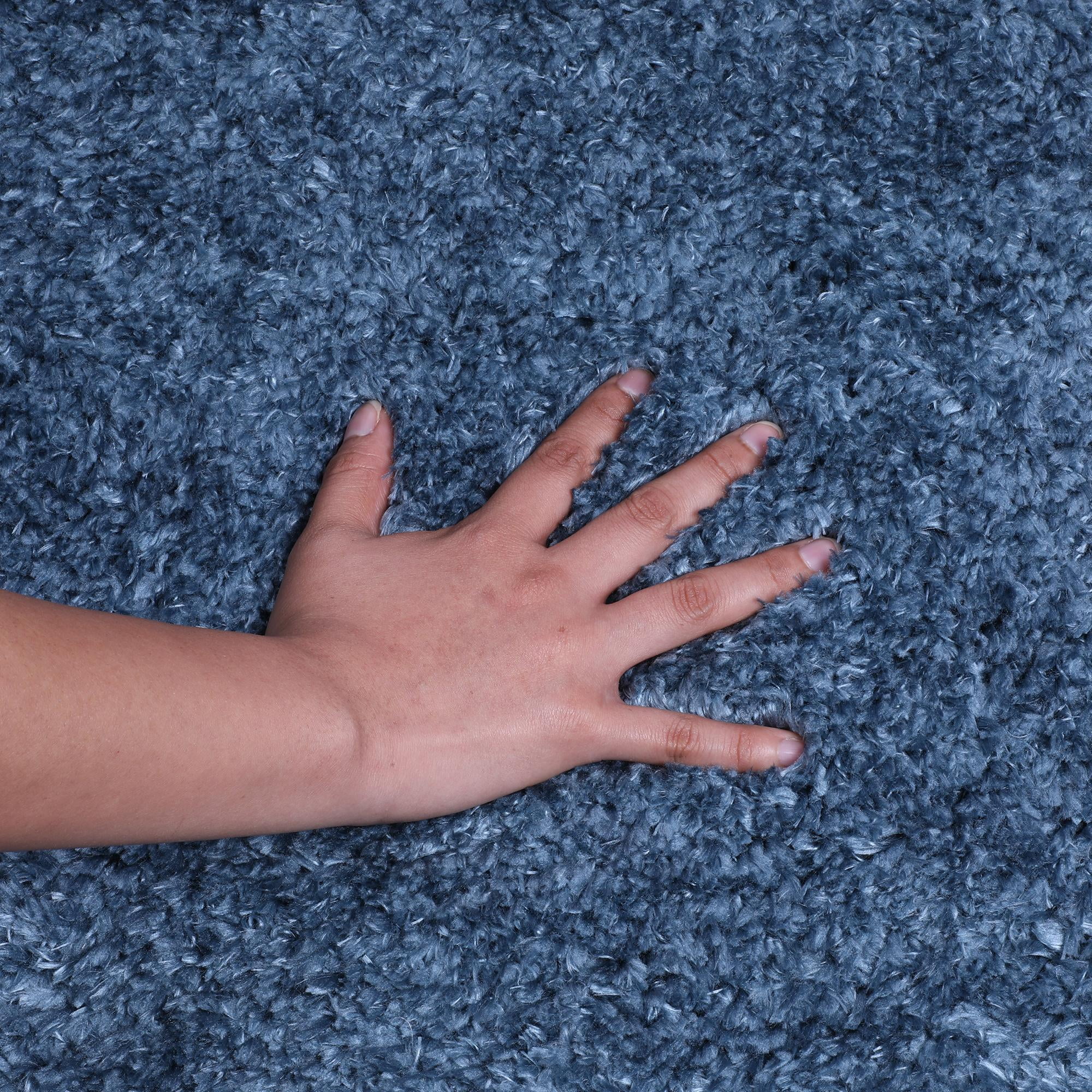 Ottomanson Comfort Non-Slip Rubberback Solid 2x5 Soft Indoor Runner Rug, 20" x 59", Turquoise Blue