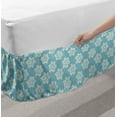 thumbnail image 2 of Floral Bed Skirt, Damask Style Connected Delicate Lace Look Flowers Monochromatic Print, Elastic Bedskirt Dust Ruffle Wrap Around for Bedding Decor, 4 Sizes, Deep Sky Blue Eggshell, by Ambesonne, 2 of 2